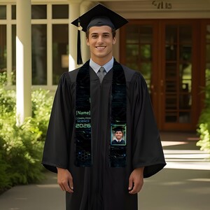 Computer Science Graduation Stole 2026, Custom Name Photo Stole, Tech Neon Code Design, CS Graduate Sash, Programmer Gift, STEM Grad