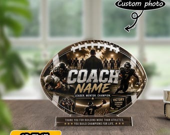 Personalized Football Acrylic Block, Custom Coach Gift, Team Photo Plaque, Football Trophy Keepsake, Senior Night Award Decor