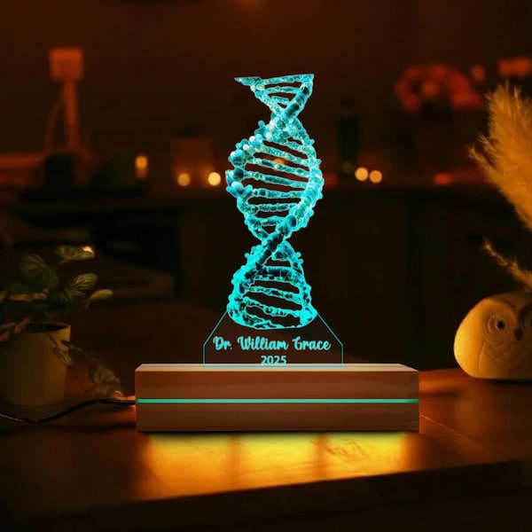Lámpara de noche personalizada con ADN, lámpara LED con nombre personalizado, regalo científico para médicos, decoración de biología, regalo de graduación para estudiantes de medicina.