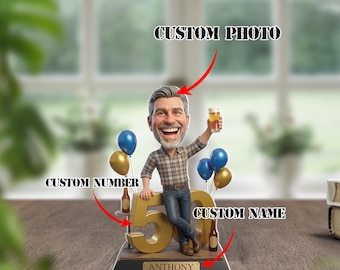 Bloque acrílico personalizado para el 50 cumpleaños, soporte fotográfico personalizado, regalo para él, decoración divertida de cumpleaños con temática de cerveza, regalo para celebrar los 50 años, recuerdo de fiesta.