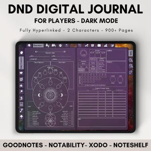 DnD Character Sheet & Digital Journal, Dungeons and Dragons Notebook, Campaign Planner for GoodNotes, Celestial RPG, 900+ Pages