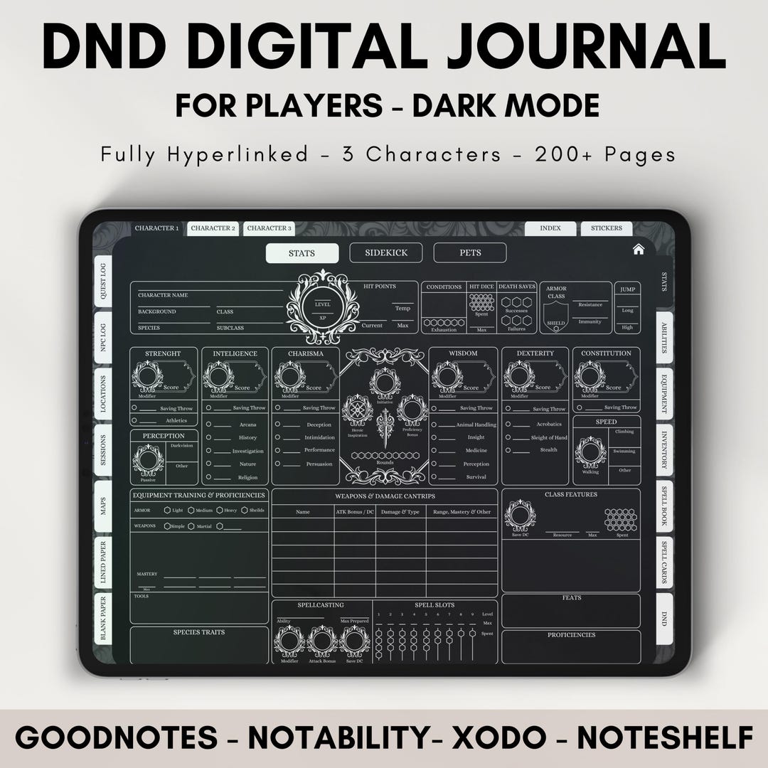 Dnd Digital Journal, RPG Digital Journal, Dnd Players Journal, Dark ...