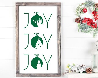 Joy Joy Joy - Kerst SVG, DXF en PNG instant download, Verticale &horizontale vakantie cutout bestanden voor Christmas Wall Decor Joy Joy Joy Joy