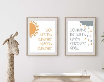 DIGITAL FILE, You Are My Sunshine Print, Kids Room, Nursery Room Wall Decor