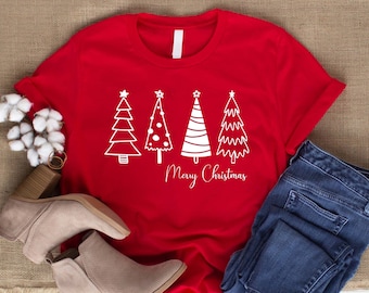 Merry Christmas Trees SVG, DXF and PNG instant download, Christmas Trees, Christmas Home Decor, Christmas Clothing