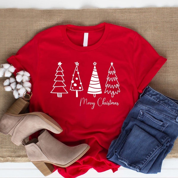Merry Christmas Trees SVG, DXF and PNG instant download, Christmas Trees, Christmas Home Decor, Christmas Clothing