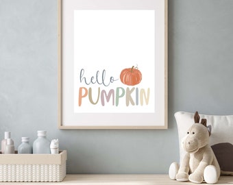 DIGITAL FILE, Hello Pumpkin, Wall Decor Printable