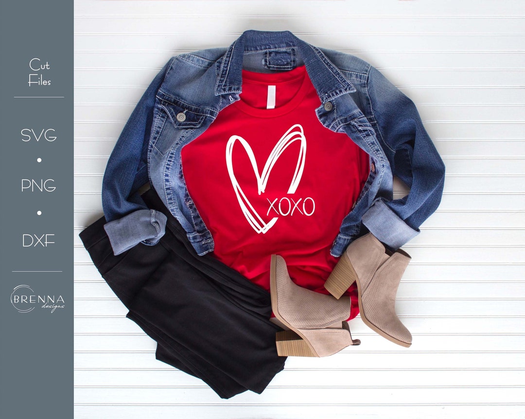 Open Heart XOXO SVG | Valentines Day Svg | Black, Red and White Hearts ...