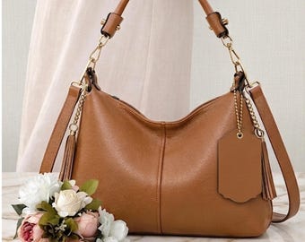 Genuine Leather Hobo Bag | Minimalist Soft Cowhide Shoulder Handbag