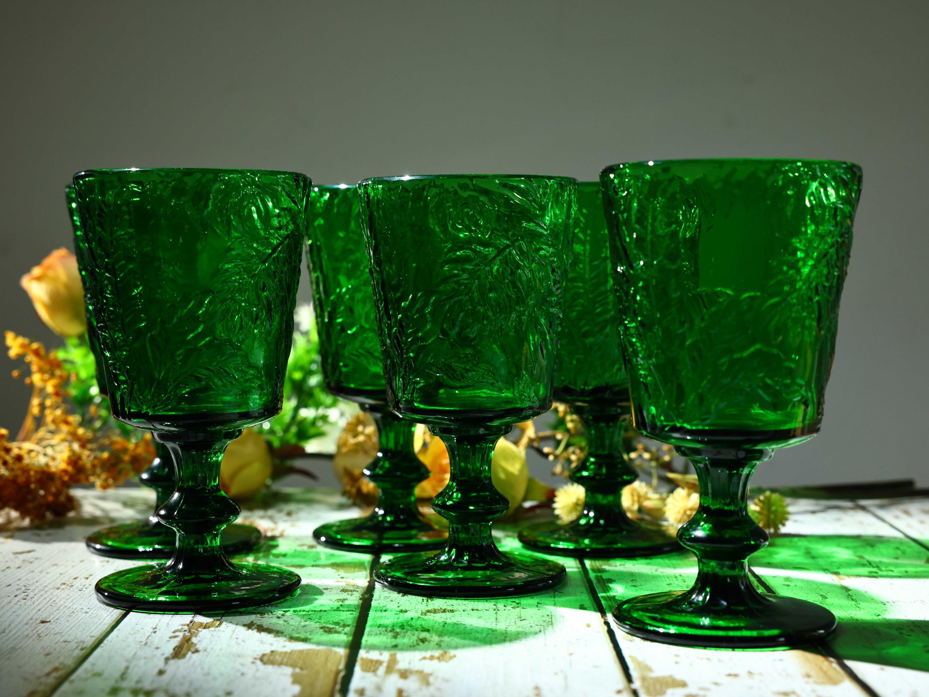 Green pressed glass dinnerware