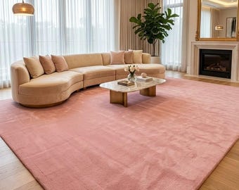 Rosa matta stor plyschmatta mjuk modern vardagsrums- och sovrumsmatta 8x10