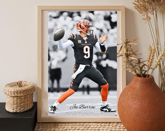 Joe Burrow Wand Kunst zum Ausdrucken | NFL Quarterback Poster | Fußball Dekor