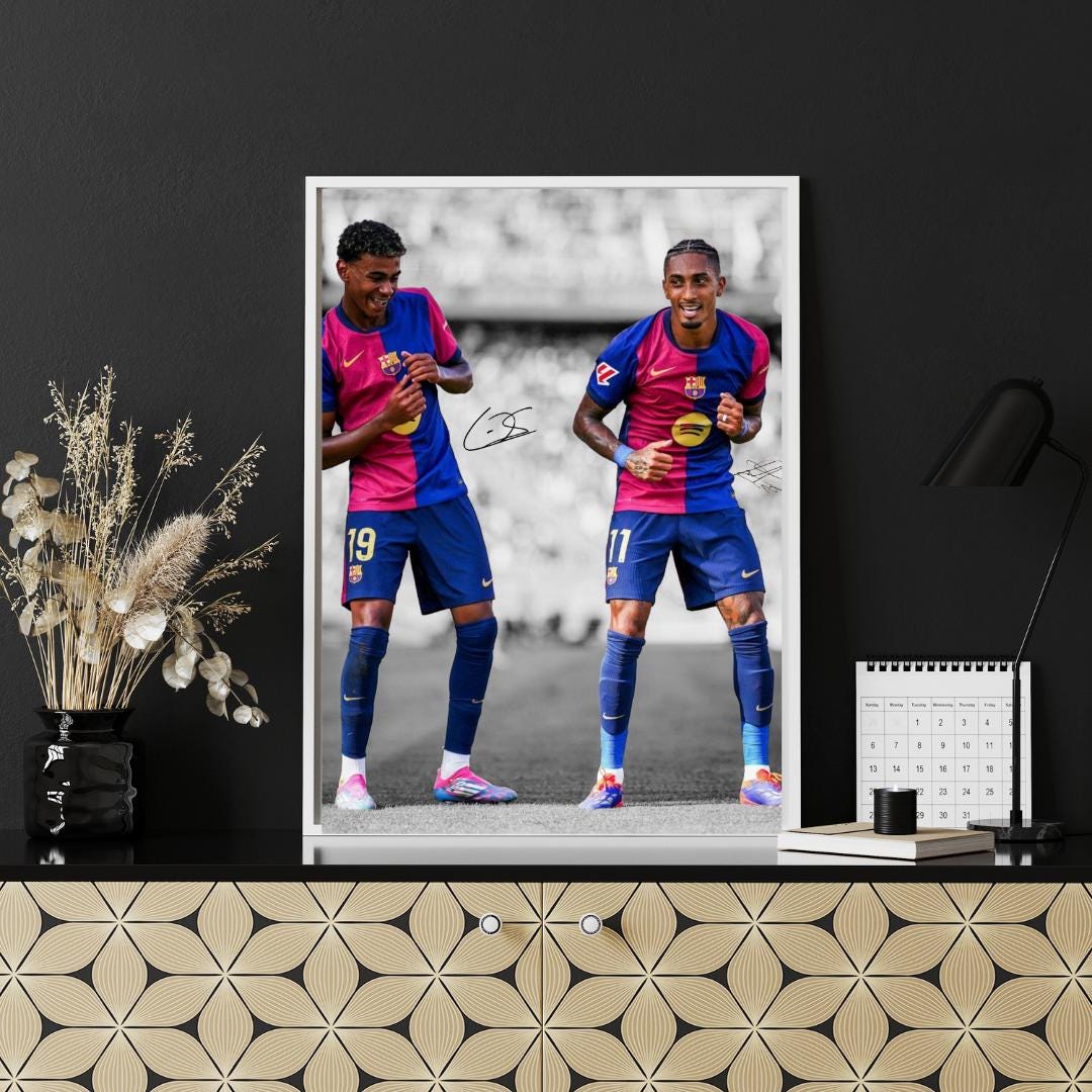 Raphinha & Lamine Yamal Signed Poster – FC Barcelona Rising Stars