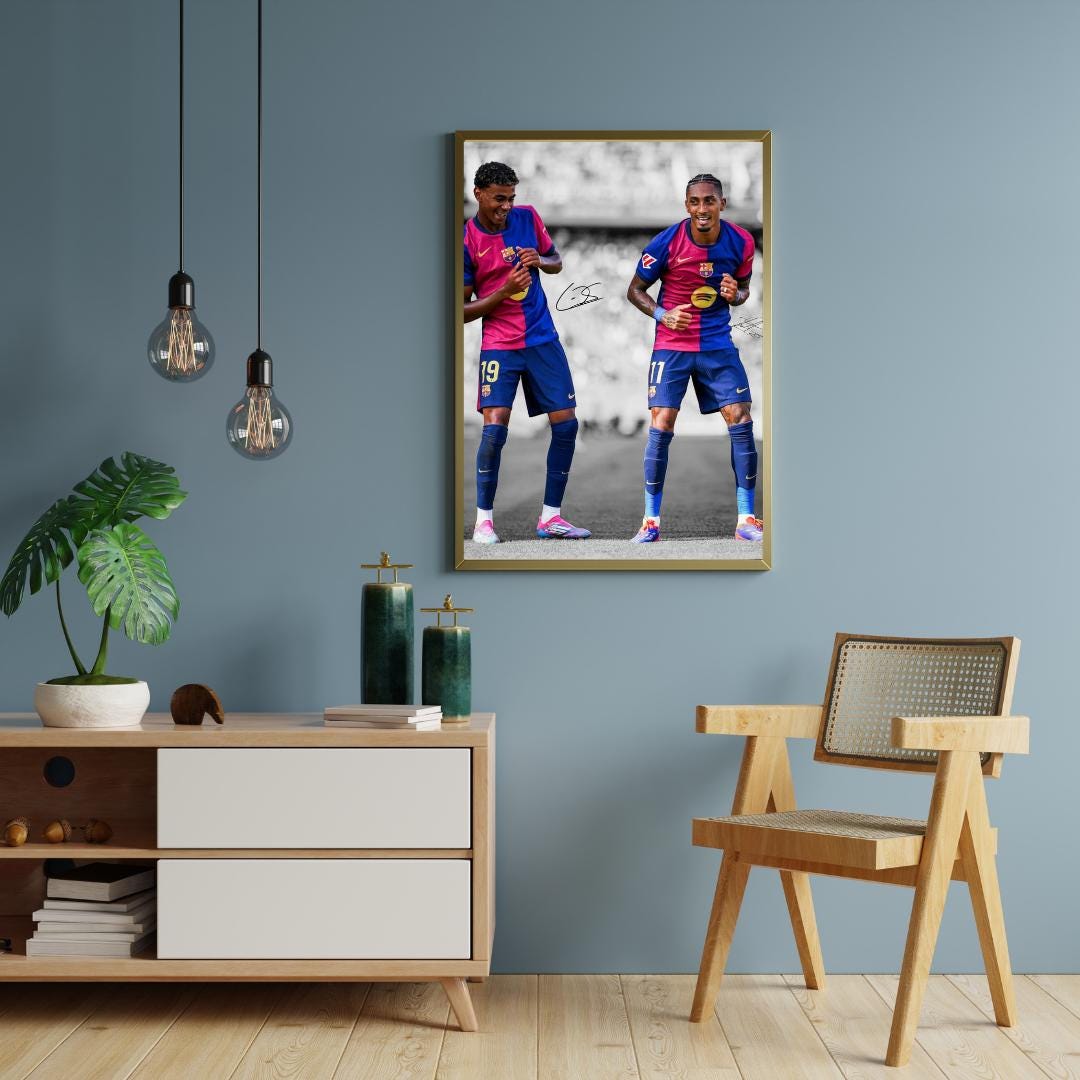 Raphinha & Lamine Yamal Signed Poster – FC Barcelona Rising Stars
