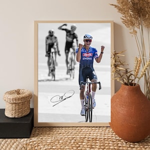 Impression de cyclisme par Mathieu van der Poel, affiche de sport moderne, art mural du Tour de France