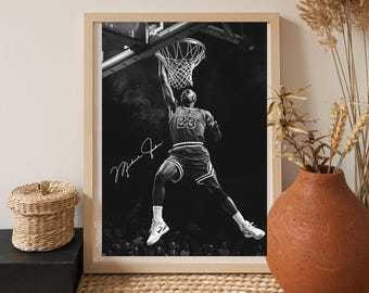 マイケル・ジョーダン バスケットボール ウォールアート | 白黒 NBA レジェンド ポスター | スポーツ装飾