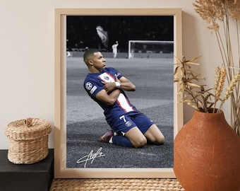 Kylian Mbappé Wall Art Poster | France Football Star Print | Soccer Illustration | Modern Sports Art