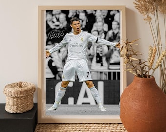 Cristiano Ronaldo Football Poster | CR7 Soccer Legend Wall Art | Ronaldo Fan Gift