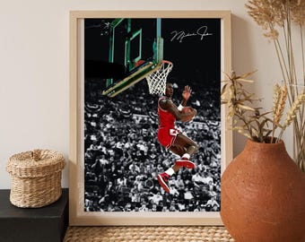 Michael Jordan Basketball Poster | NBA GOAT Wall Art | Chicago Bulls Legend Print