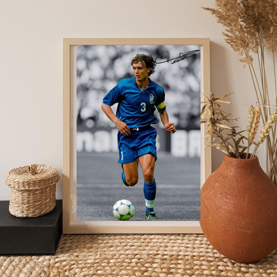 Paolo Maldini Soccer Wall Art | Football Legend Poster | AC Milan