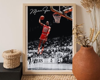 Póster de baloncesto de Michael Jordan / Arte mural de la NBA GOAT / Impresión de la leyenda de los Chicago Bulls