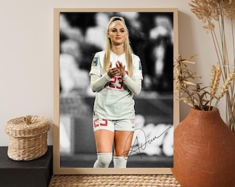 アリシャ・レーマンのポスター、女性サッカー選手のウォールアート、フットボールガールのプリント、スポーツ装飾