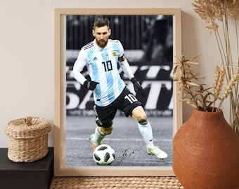 Lionel Messi Soccer Legend Walnut Art Portrait