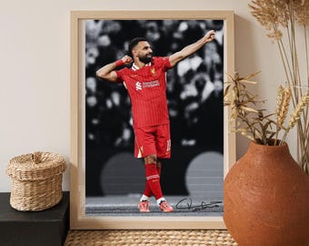 Mohamed Salah Liverpool väggkonst | Egyptisk kung fotbollsaffisch | Fotbollstryck | Liverpool-fangåva