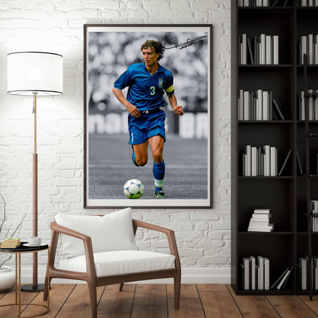Paolo Maldini Soccer Wall Art | Football Legend Poster | AC Milan