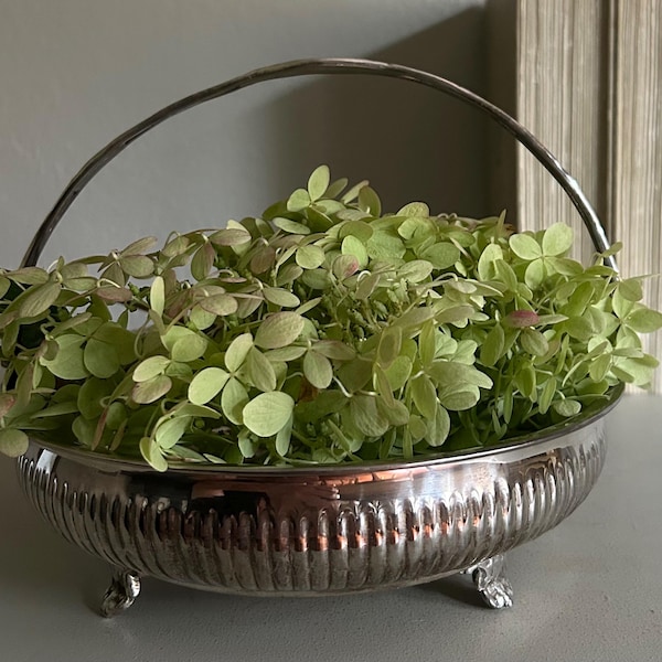 Vintage International Silver Co Silverplate Basket Footed Floral Handle Centerpiece