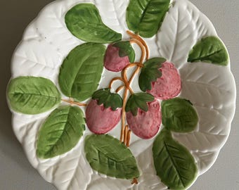 Vintage Shafford Strawberry Plate: Hand-Painted Ceramic Cottage Kitchen Decor (1977)