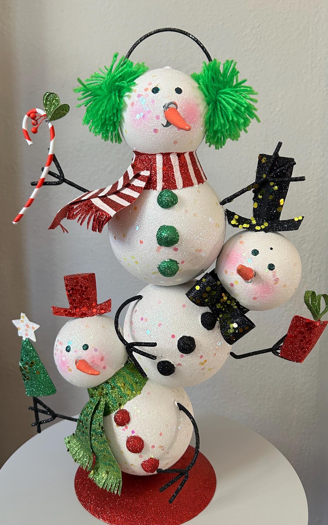 Snowmen Stack Glitter and Metal Snowman Stack Attributed to Pier One Imports - Etsy