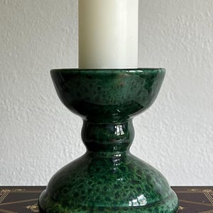 Gail Pittman Studio Green Mottled Glaze Candle Holder | Signed Mississippi Art Pottery 1992