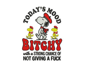 Snoopy – Lustiges, sarkastisches Stickmuster, niedliche Cartoon-Tierliebhaber-Datei für die Feiertage, Sofort-Download (DST EXP PES)