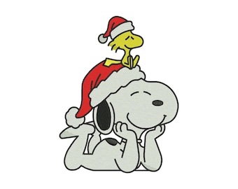 Snoopy Santa Merry Christmas Friends Machine Embroidery Design, Cute Cartoon Winter Season Holiday File, Instant Download DST EXP PES