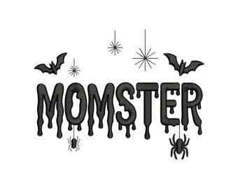 Momster Halloween Bats Spiders Dripping Machine Embroidery Design, Cute Cartoon Spooky Season File, Instant Download DST EXP PES