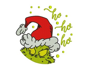 Grinch Santa Christmas Ho Ho Machine Embroidery Design, Cute Cartoon Winter Season Holiday File, Instant Download DST EXP PES