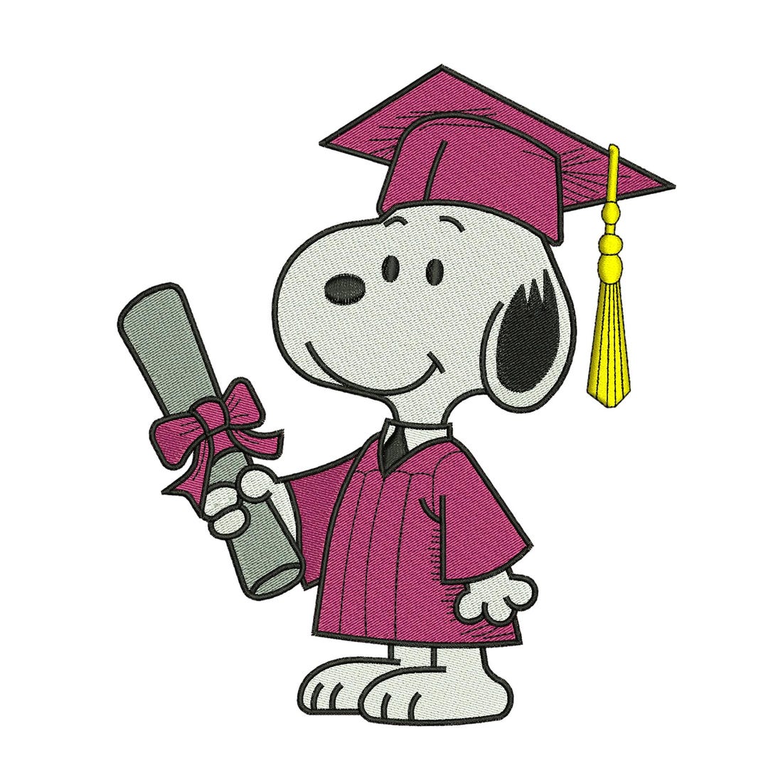 Cute Dog Graduation Embroidery Design | Graduate Dog Embroidery File ...