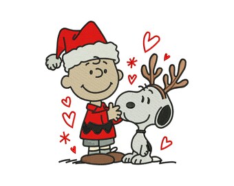 Snoopy Reindeer Christmas Friend Funny Machine Embroidery Design, Cute Cartoon Winter Season Holiday File, Instant Download DST EXP PES