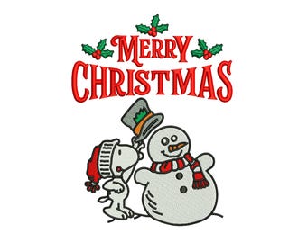 Snoopy Weihnachtsmann-Stickdatei, niedliche Cartoon-Datei für die Winterfeiertage, Sofort-Download (DST, EXP, PES)
