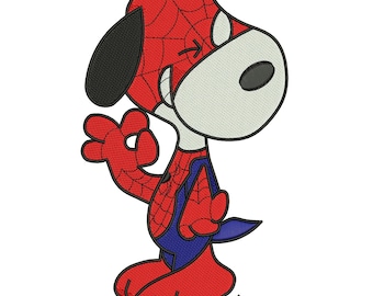 Snoopy SpiderMan Machine Embroidery Design – Superhero Cartoon – Digital Download DST, EXP, PES.