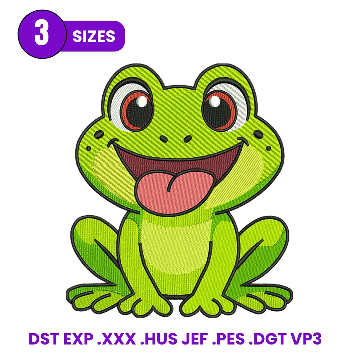 Happy Frog Machine Embroidery Design - Funny Cartoon Humor - 3 Sizes ...