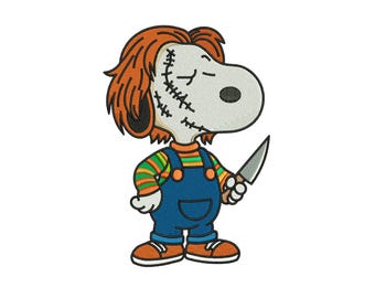 Snoopy Horror Knife Halloween Machine Embroidery Design, Cartoon Spooky Season Holiday File, Instant Download DST EXP PES