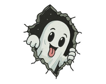 Peeking Playful Halloween Ghost Embroidery Design, Cute Cartoon Funny Spooky Season Holiday File, Instant Download DST EXP PES