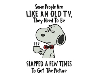 Snoopy Sarcastic Dog Coffee Quote Machine Embroidery Design, Cute Cartoon Funny Humorous File, Instant Download DST EXP PES
