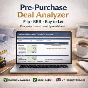 Property Deal Analyzer Spreadsheet | BRRR & House Flip Calculator Excel (UK Investors)