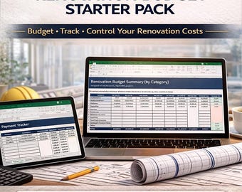 Renovation Budget Starter Pack | Renovation Budget Planner & Payment Tracker | Contractor Payments and Variations Log | Renovation Planner