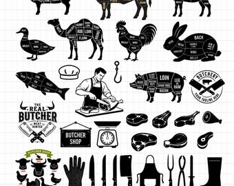 Butcher Cuts SVG Bundle , Beef Cuts SVG, Primal beef SVG, Butcher Cuts Png, Butcher Chart vector, Steak Grill Svg, Cattle Cut Files