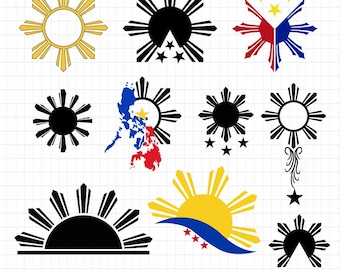 Philippine Sun and Star Symbol, Philippine Sun, Sun, SVG, DXF, PNG Files (Digital Download)