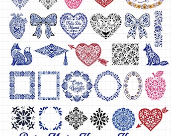 Talavera SVG Bundle, Si Se Pudo Svg, Talavera Heart Svg, Talavera Pattern Svg, Talavera Tile Svg, Talavera Frame, Talavera Graduation Hat
